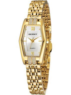 Women's White Dainty All Stainless Steel Bracelet Hexagon Quartz Wrist Watches